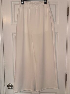 SHEIN Cream Wide-Leg Pull-On Pants